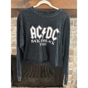Ac/dc Cut Off Cropped Long Sleeve Top Size Small Women’s